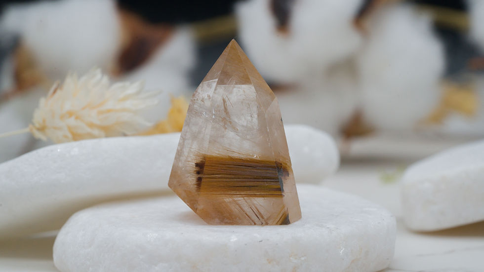 Miniatura: Golden Rutile Quartz Tower Crystal Point Healing Gemstone Gold Rutilated Stone