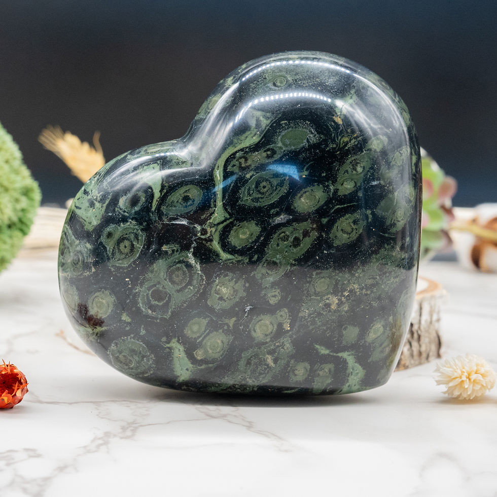 Miniatura: Kambaba Jasper Crystal Heart Green Fertility Crystal Chakra Stone Love Gift Deco