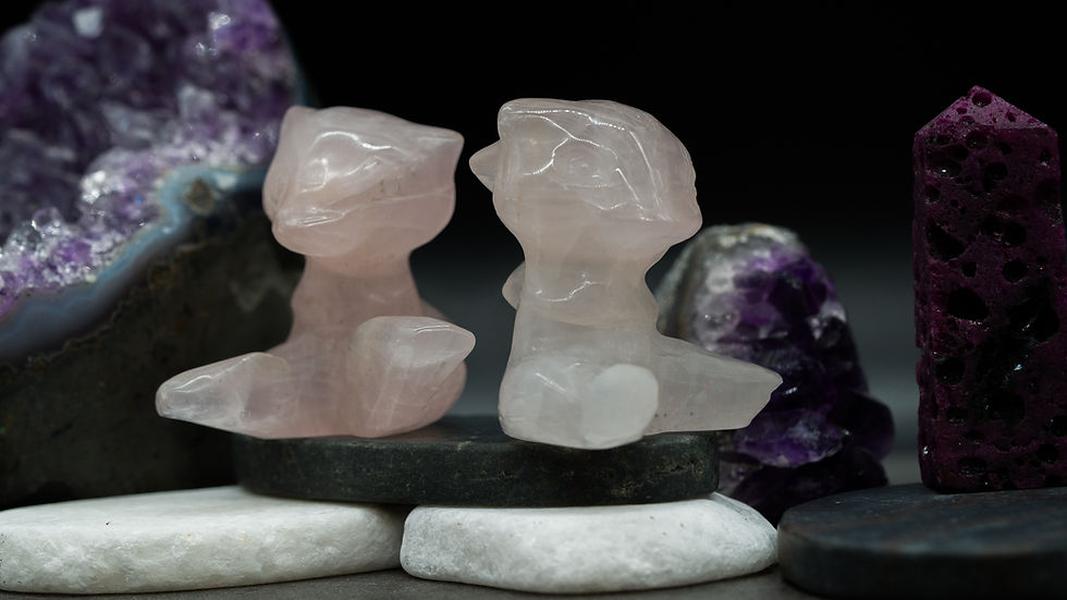 Miniatura: Rose Quartz Mew Pokemon Crystal Figurine Anime Cat Spirit Gift Decor Mystical