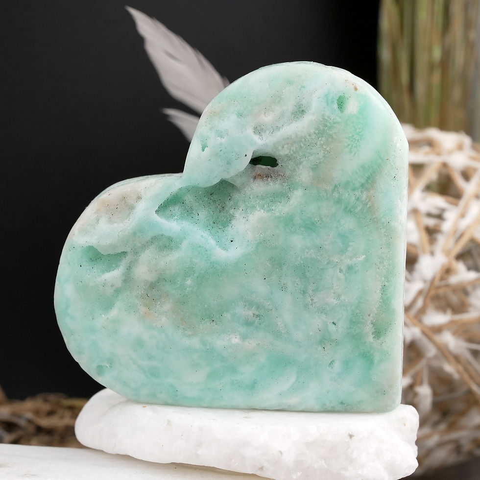 Thumbnail: Hemimorphite Heart Crystal Boho Decor Spiritual Gift Energy Stone Altar Display