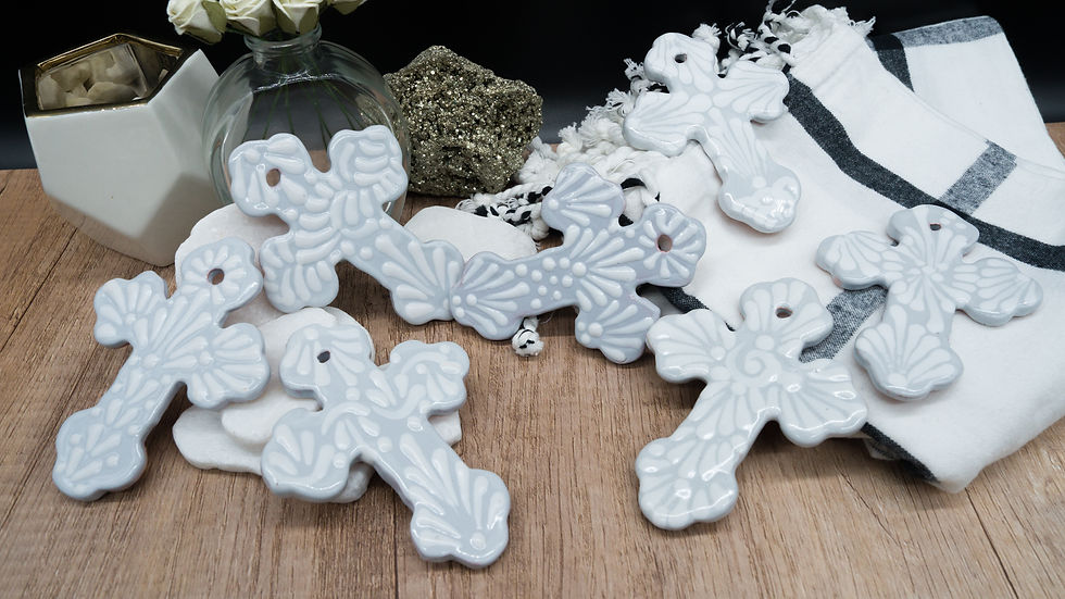 Thumbnail: Mini Gray Talavera Ceramic Cross