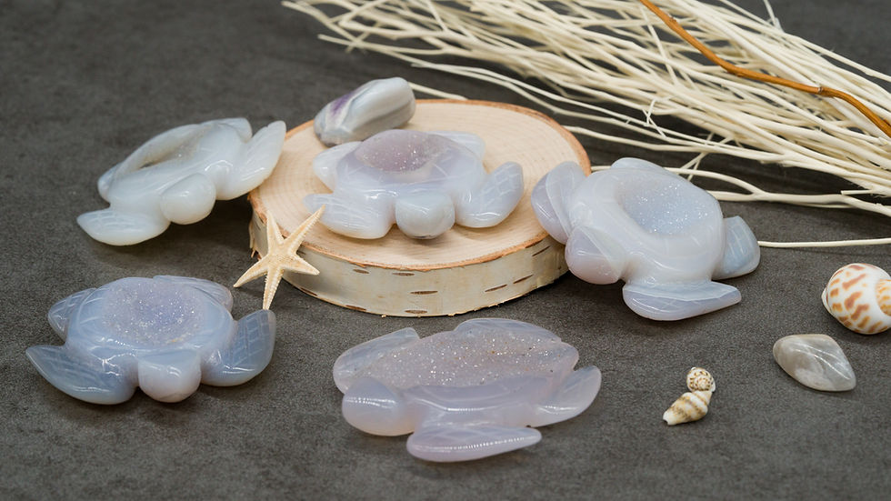 Miniatura: Sugar Druzy Geode Agate Crystal Carving Cute Turtle Figurine Gemstone Trinket