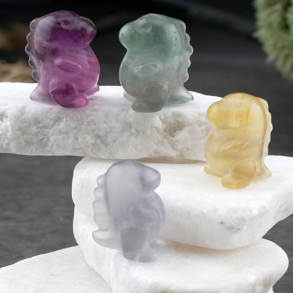 Miniatura: Fluorite Crystal Mini T-Rex Dino Sculpture Healing Decor Gift Energy Crystal