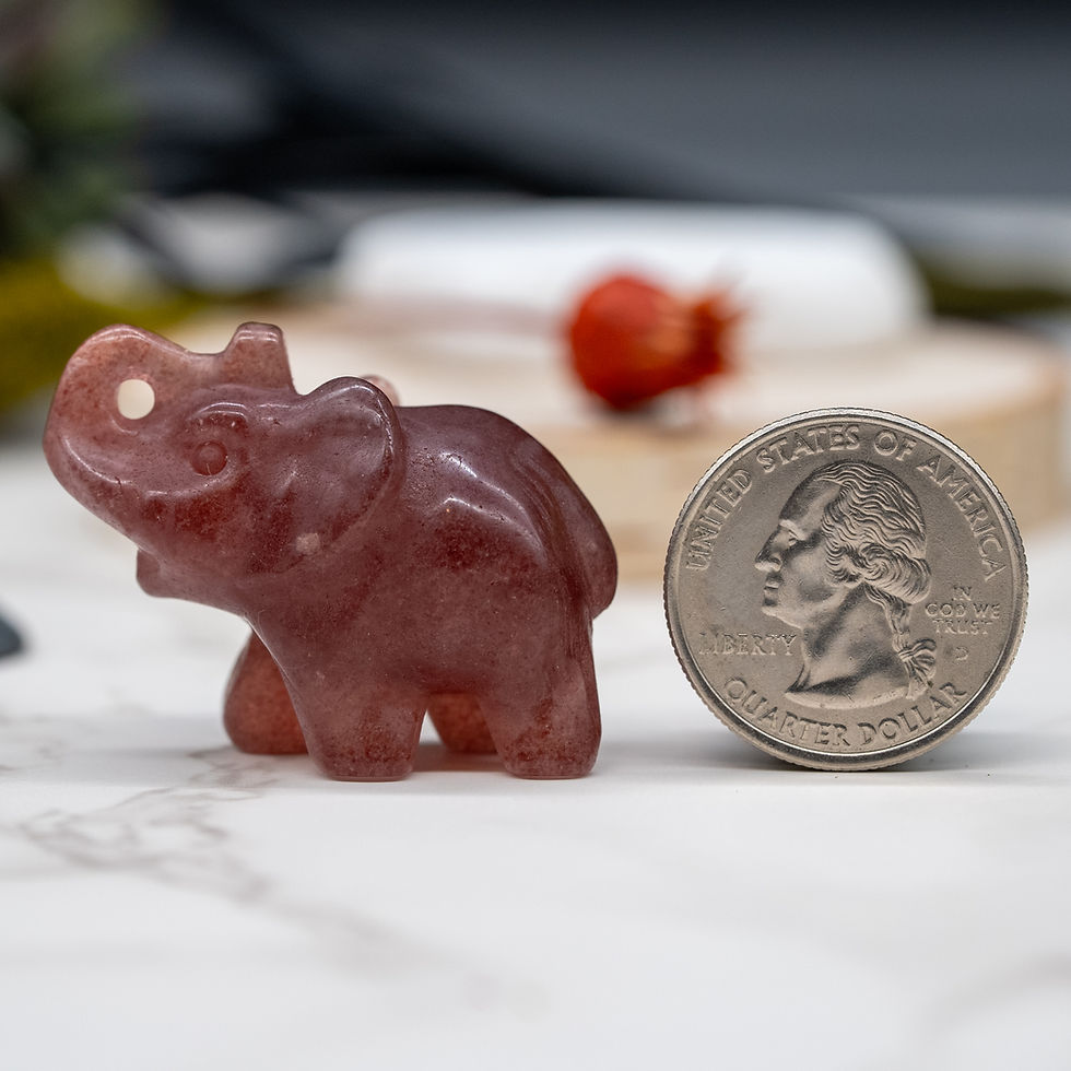 Thumbnail: Pink Strawberry Quartz Crystal Elephant Carving Decor Animal Figurine Gemstone