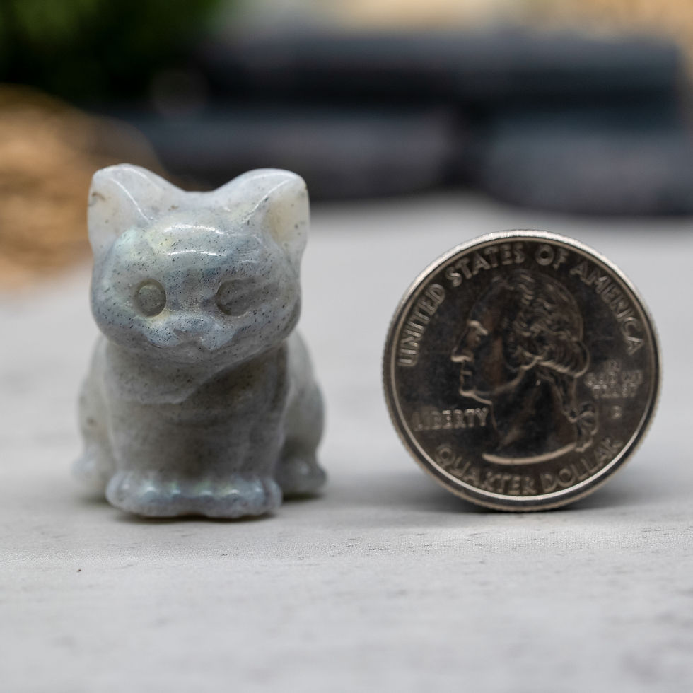Thumbnail: Labradorite Sitting Cat Figurine Home Decor Crystal Healing Pet Memorial Gift