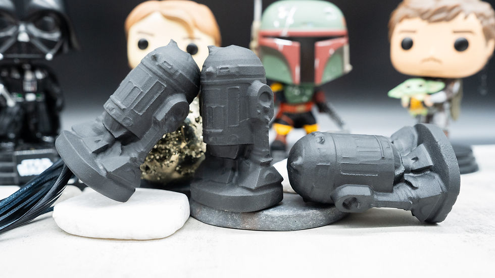 Miniatura: Obsidian R2D2 Droid Crystal Figurine SciFi Robot Gift Space Decor Companion