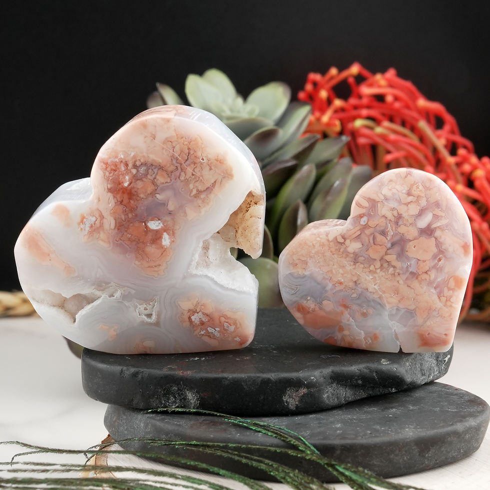 Miniatura: Pink Petal Agate Heart Crystal Nature Inspired Romantic Keepsake Boho Decor Gift