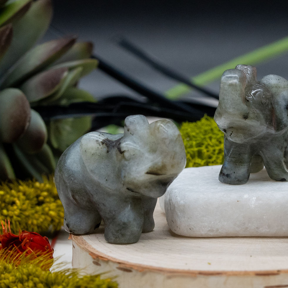 Miniatura: Labradorite Elephant Crystal Statue Animal Decor Spiritual Gift Boho Home Decor