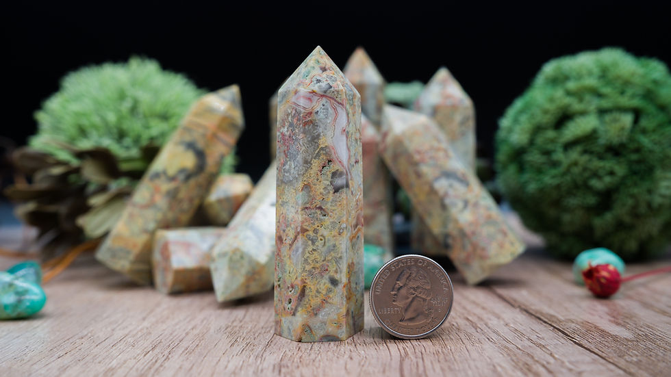 Thumbnail: Crazy Lace Agate Crystal Tower Joyful Art Protection Stone Meditation Decor Gift