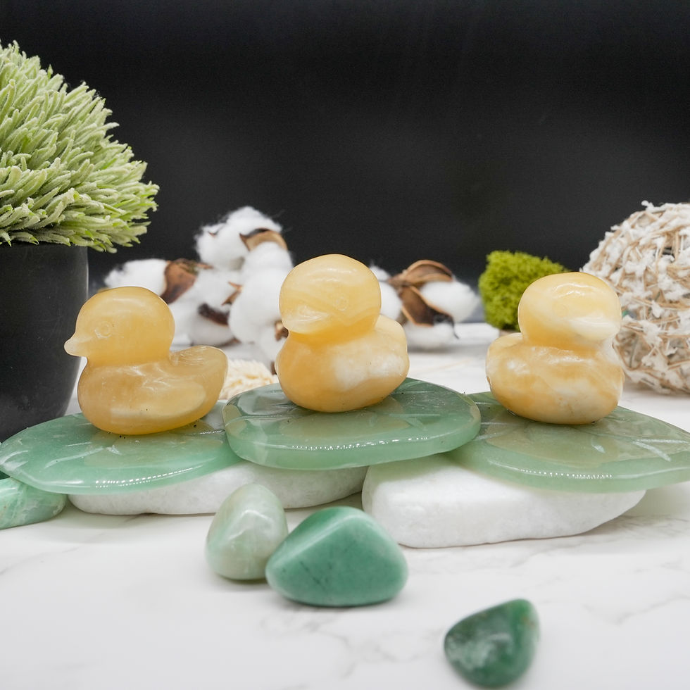 Thumbnail: Yellow Calcite Green Aventurine Duck on Lilly Pad Crystal Figurine Nature Decor