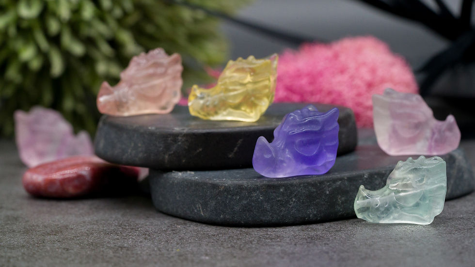 Miniatura: Rainbow Fluorite Crystal Dragon Head Carving Stone Healing Protection Trinket