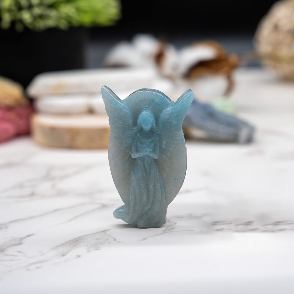 Miniatura: Blue Calcite Crystal Guardian Angel Figurine Spiritual Protection Trinket Decor