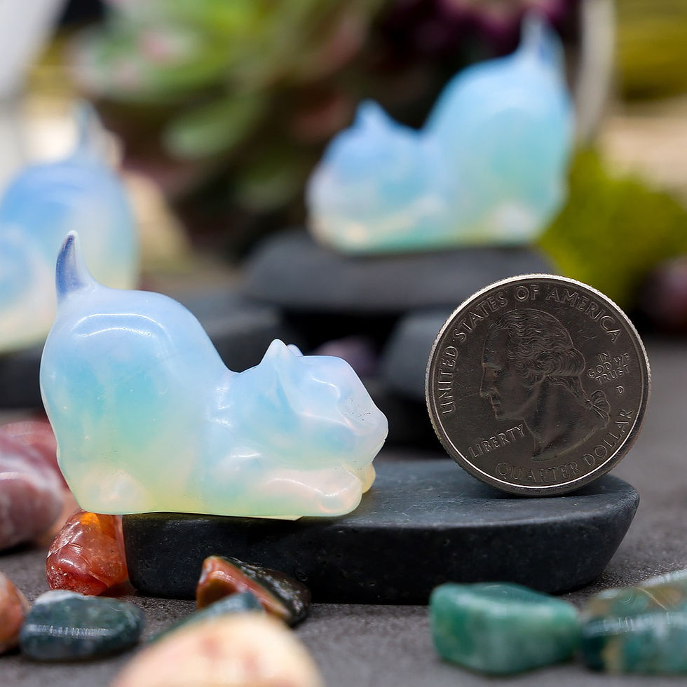 Miniatura: Opalite Crystal Cat Carving Stone Healing Protection Trinket Cat Lover Tier Gift