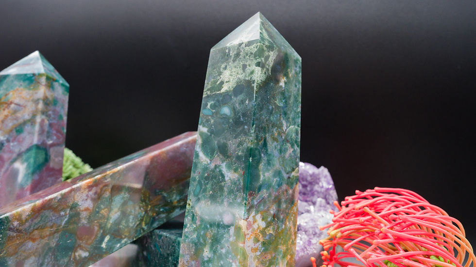 Thumbnail: Natural Ocean Jasper Crystal Obelisk Tower Spiritual Healing Crystal Protection