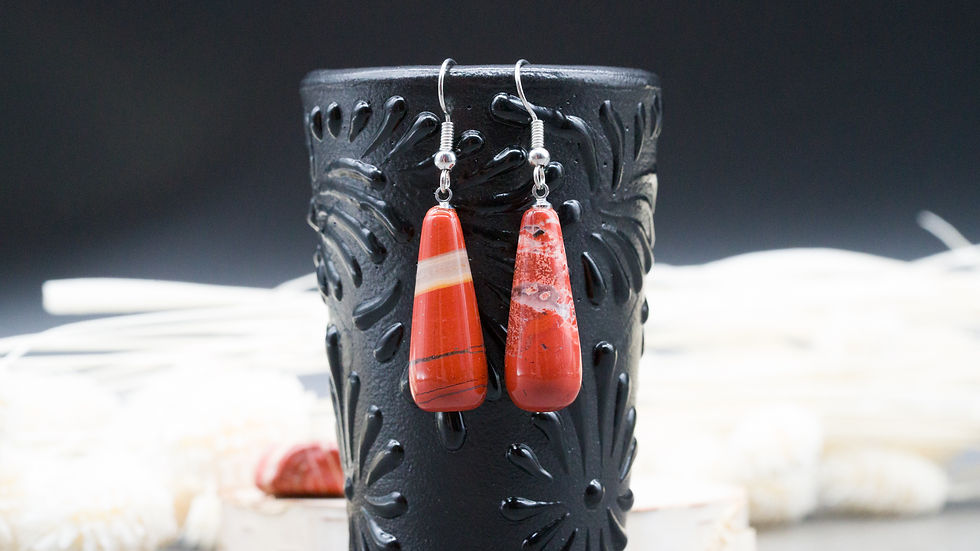 Thumbnail: Natural Stone Boho Jewelry Red Jasper Crystal Gemstone Teardrop Earrings Gift