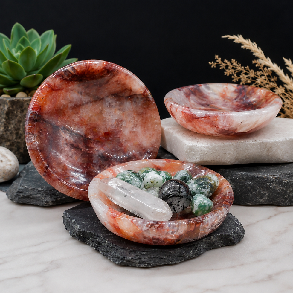 Thumbnail: Fire Quartz Round Bowl Healing Crystal Decor Meditation Altar Energy Gift