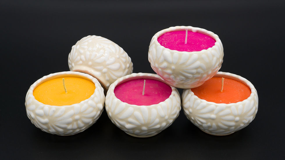Miniatura: Ceramic Talavera Candle With Assorted Wax Colors