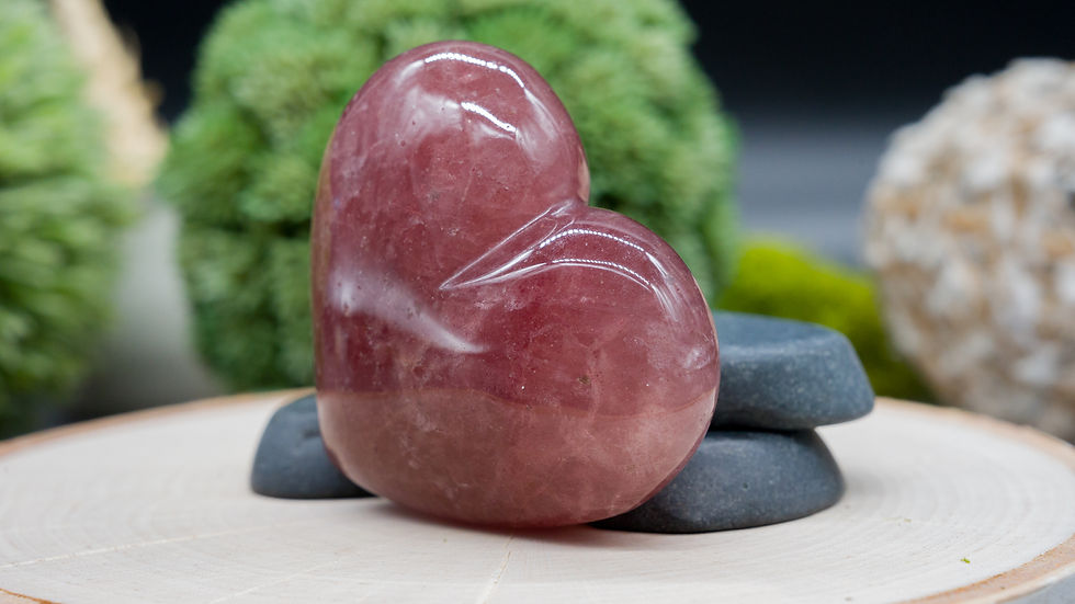 Miniatura: Natural Pink Strawberry Quartz Crystal Heart Carving Spiritual Healing Protect