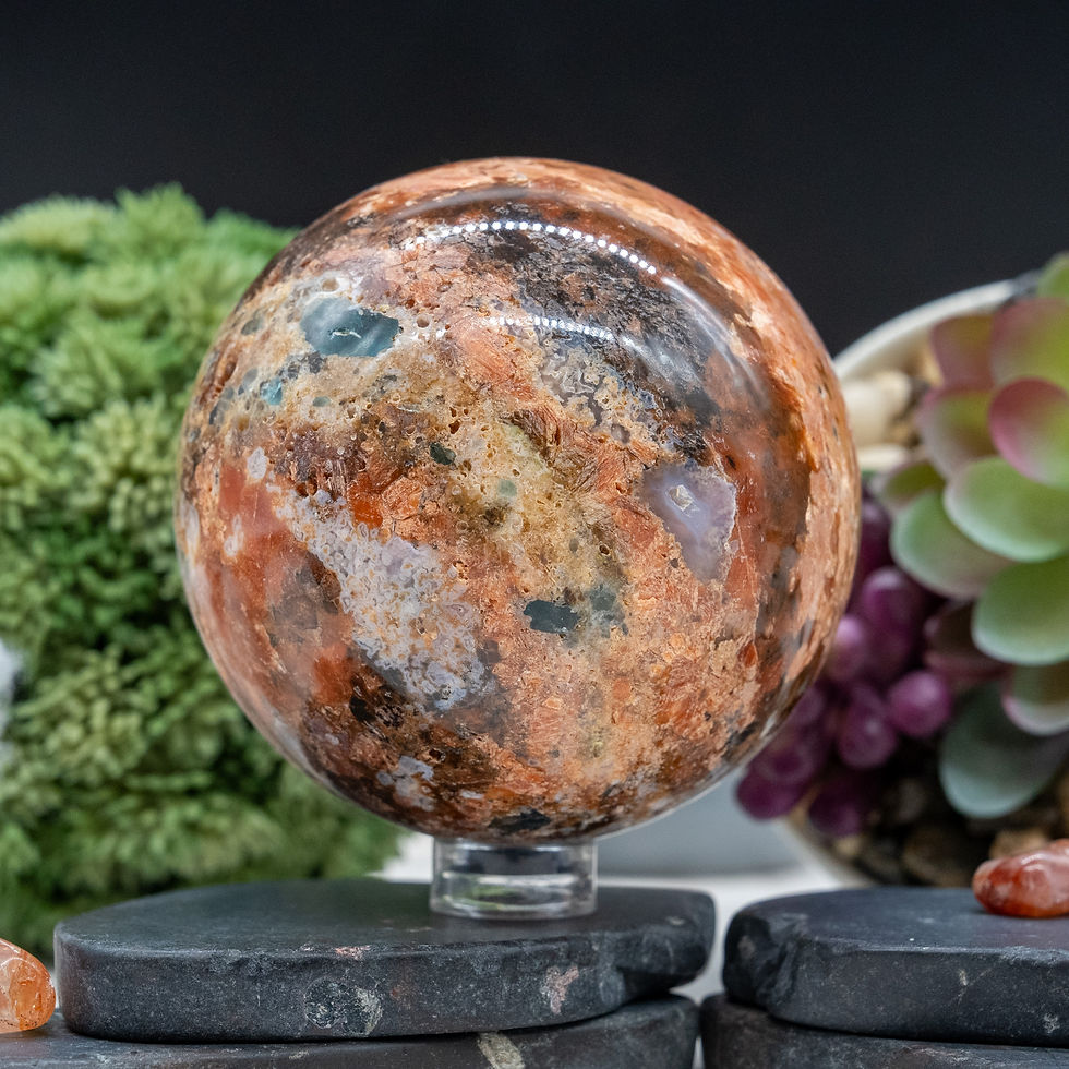 Thumbnail: Blue Apatite Sunstone Crystal Sphere Healing Protection Natural Stone Decor Ball