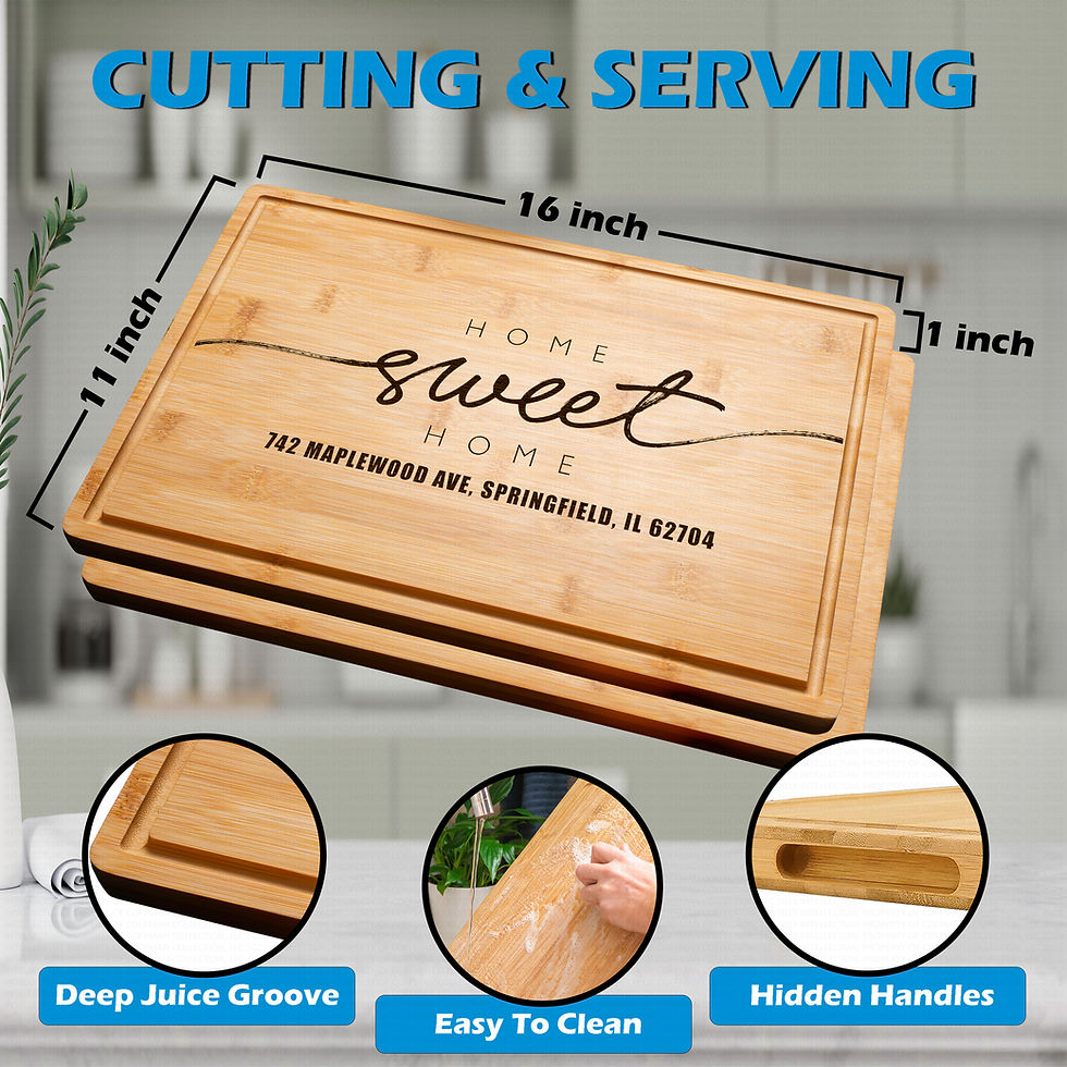 Thumbnail: Personalized Engraved Bamboo Cutting Board Custom Charcuterie Tray Home Sweet