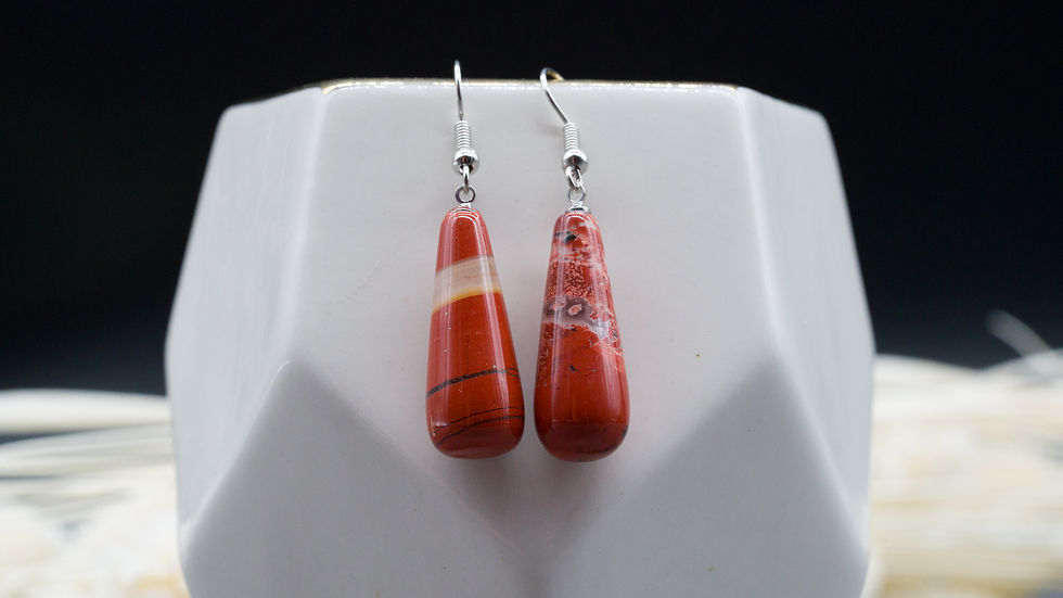 Miniatura: Natural Stone Boho Jewelry Red Jasper Crystal Gemstone Teardrop Earrings Gift