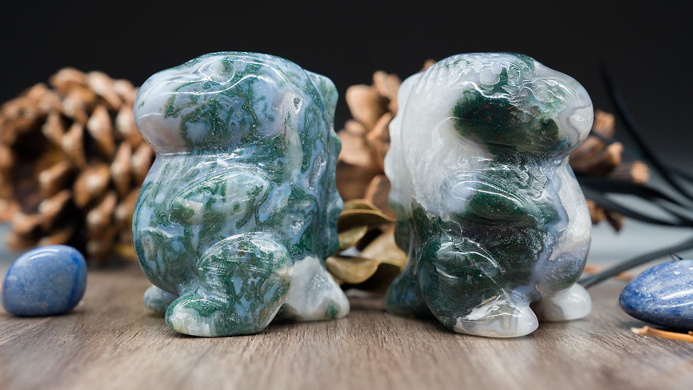 Miniatura: Dinosaur Moss Agate Crystal Carving Green Gemstone Dino Figurine Home Decor Gift