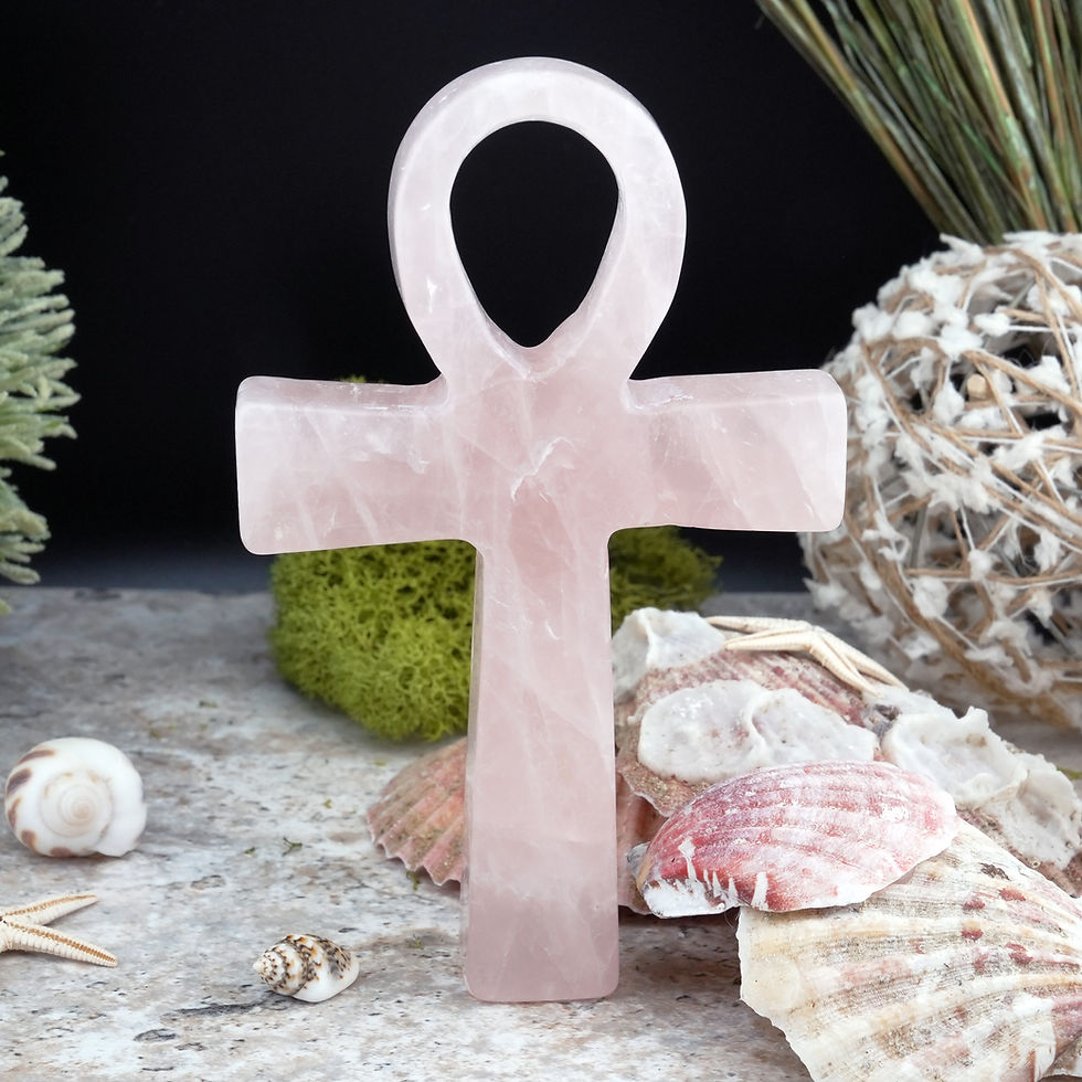 Miniatura: Rose Quartz Ankh Crystal Spiritual Protection Gift Pink Mystical Altar Decor