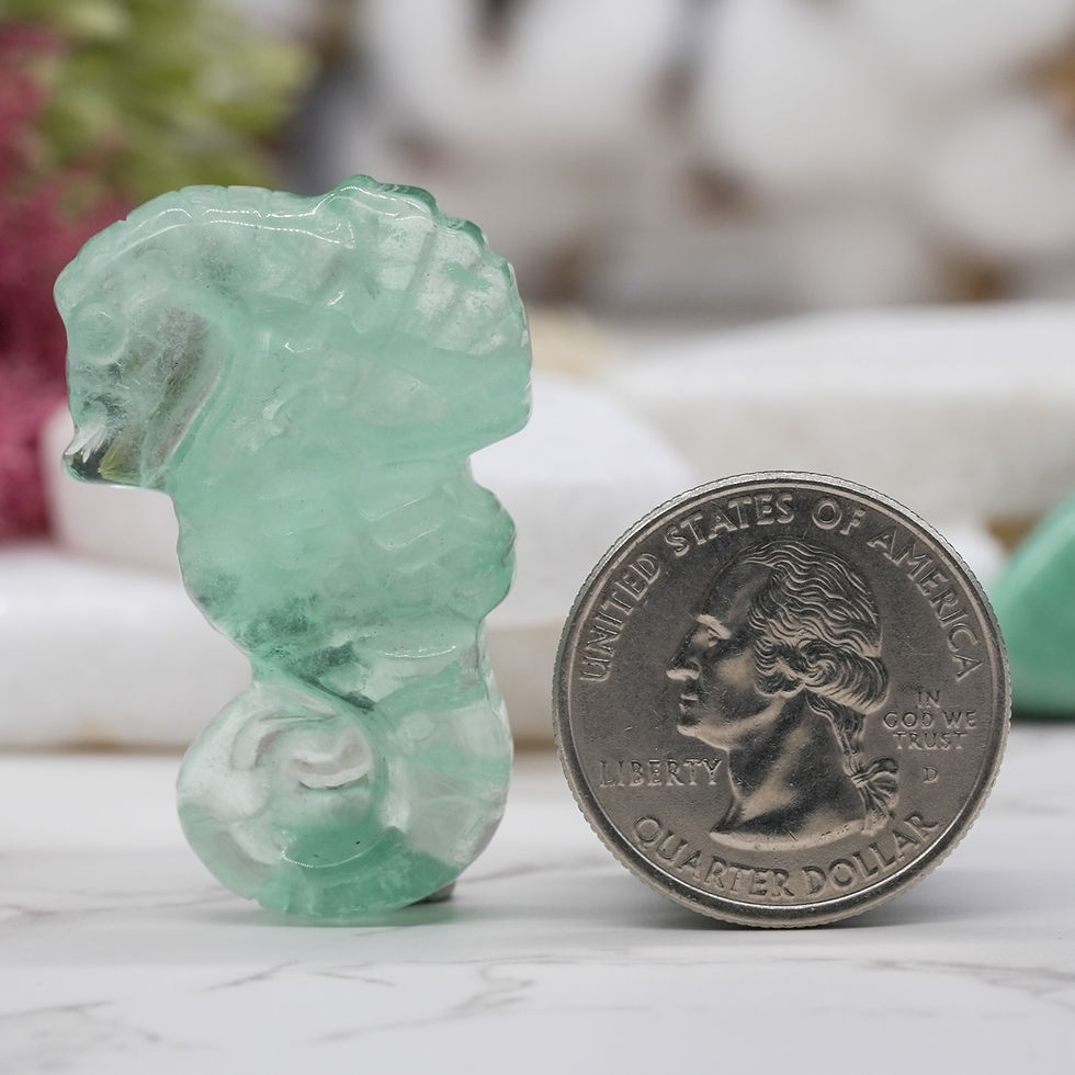 Miniatura: Green Fluorite Crystal Seahorse Carving Healing Protection Ocean Animal Decor