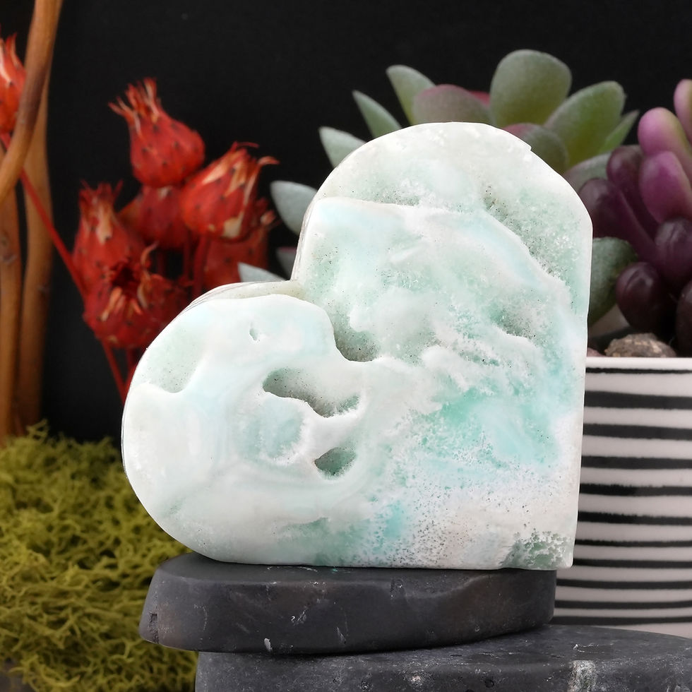Thumbnail: Hemimorphite Heart Crystal Boho Decor Spiritual Gift Energy Stone Altar Display