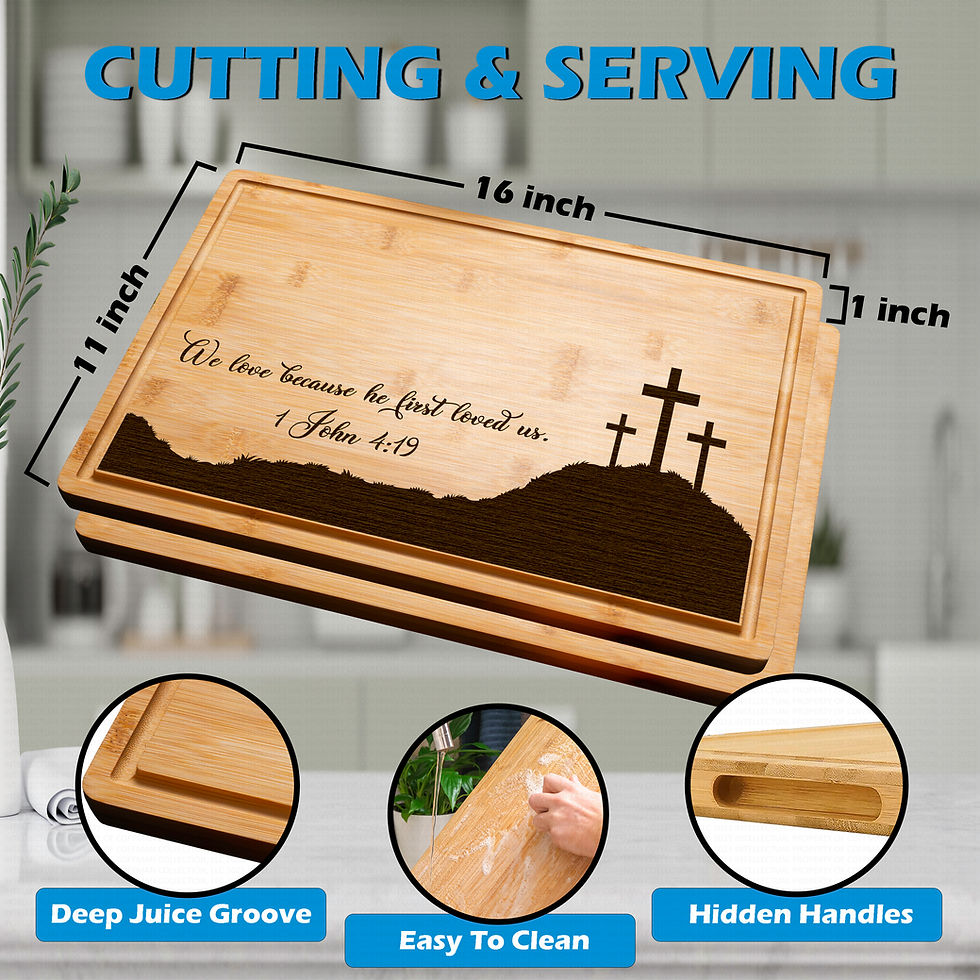 Miniatura: Custom Engraved Bamboo Cutting Board Personalized Crosses Charcuterie Bible Gift