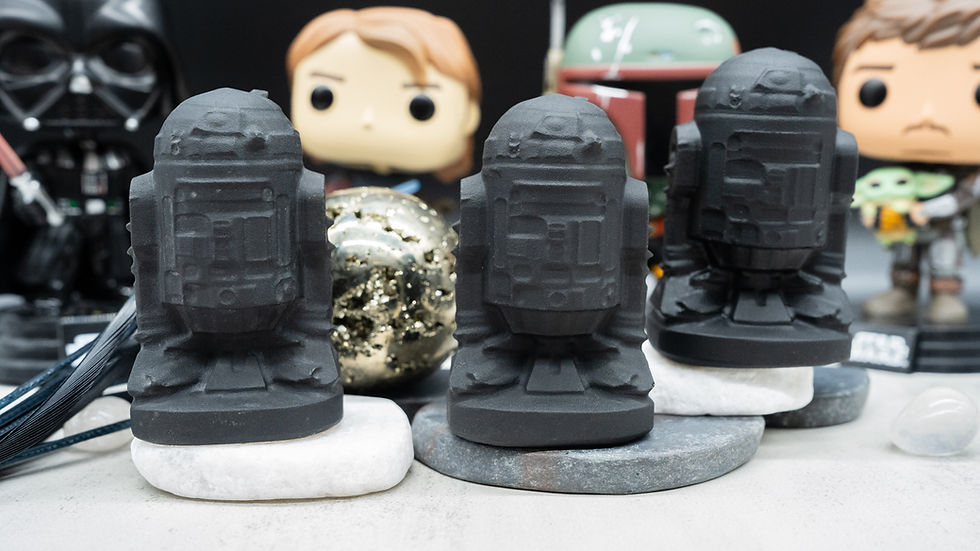 Miniatura: Obsidian R2D2 Droid Crystal Figurine SciFi Robot Gift Space Decor Companion