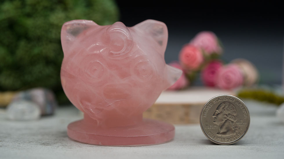 Thumbnail: Rose Quartz Big Jigglypuff Pokemon Crystal Figurine Kawaii Anime Inspired Gift