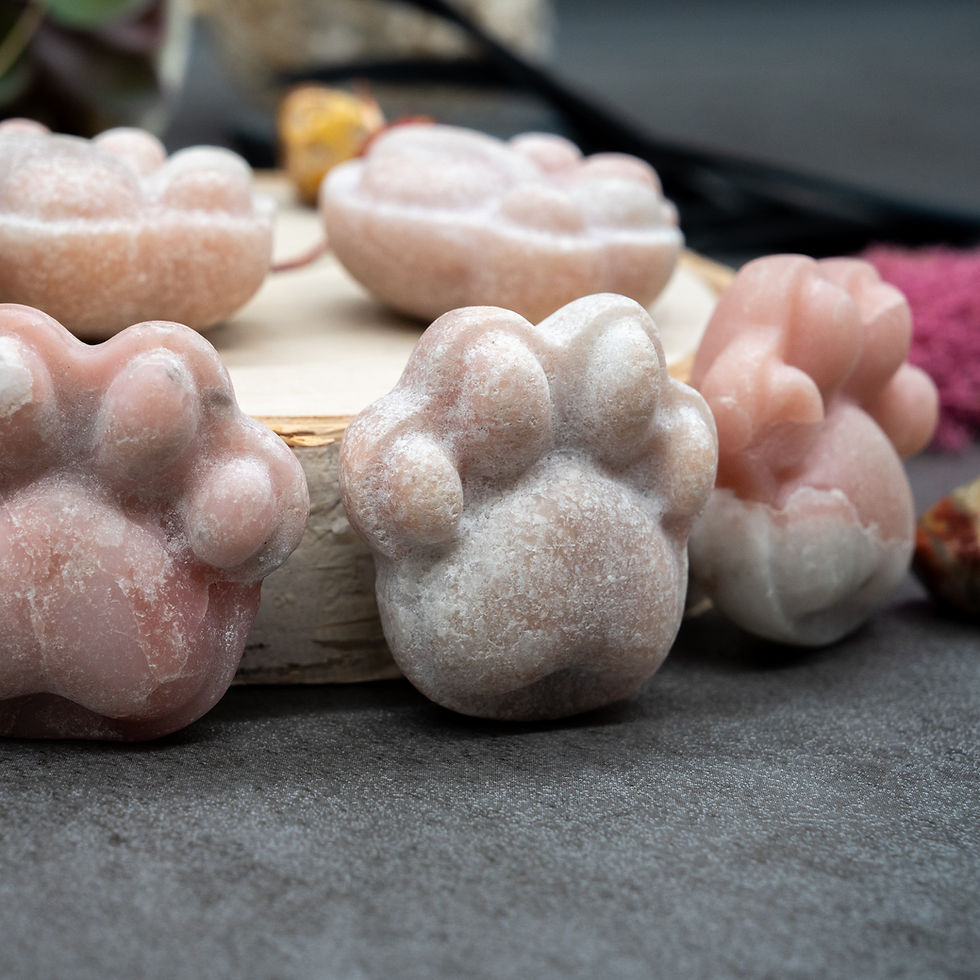 Miniatura: Pink Opal Crystal Paw Carving Stone Pink Protection Trinket Cat Dog Lover Gift