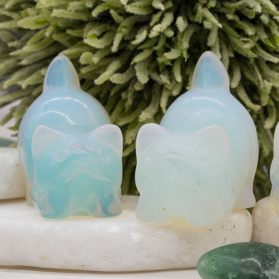 Miniatura: Opalite Grumpy Stretching Cat Crystal Figurine Decor Pet Memorial Stone Gift