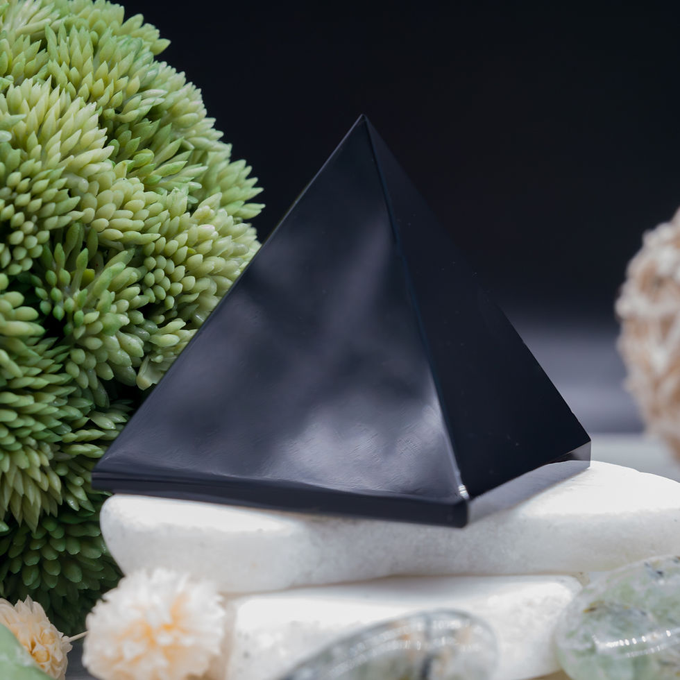 Miniatura: Black Obsidian Crystal Pyramid Healing Protection Stone Trinket Home Decor Gift