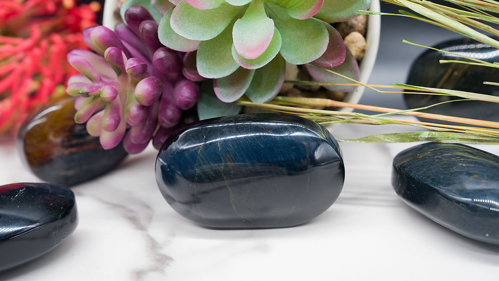 Miniatura: High Quality Blue Tiger's Eye Crystal Palm Pocket Worry Stone Healing Protection
