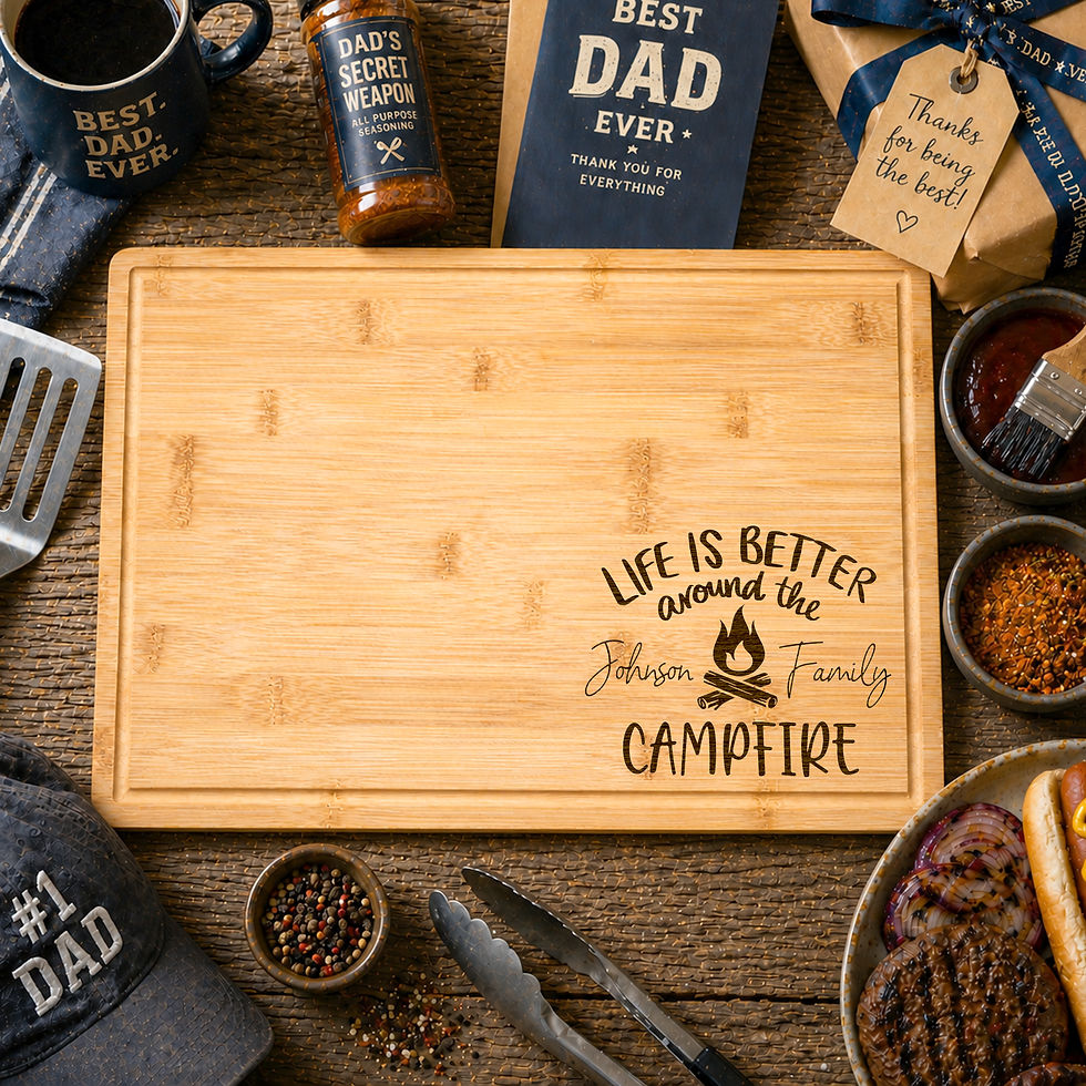 Miniatura: Personalized Cutting Board Campfire Tray RV Decor Camping Memory Keepsake Gift