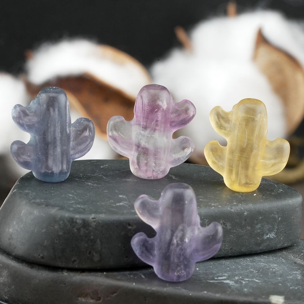 Thumbnail: Rainbow Mini Fluorite Crystal Cactus Carving Stone Spiritual Healing Protection