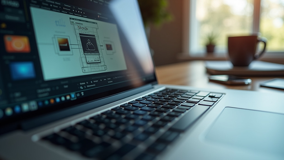 Close-up view of a laptop screen showing a design project in progress