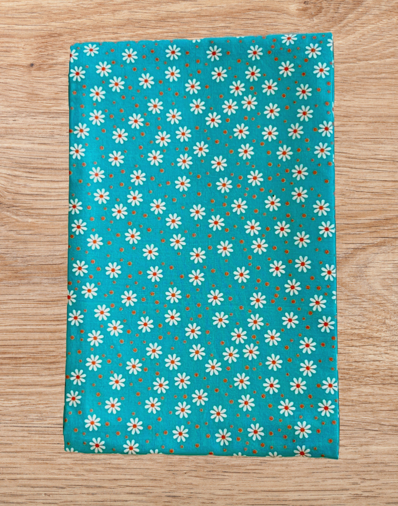 Tea Towel - MCM White Daisies on Aqua Background (19" x 30")