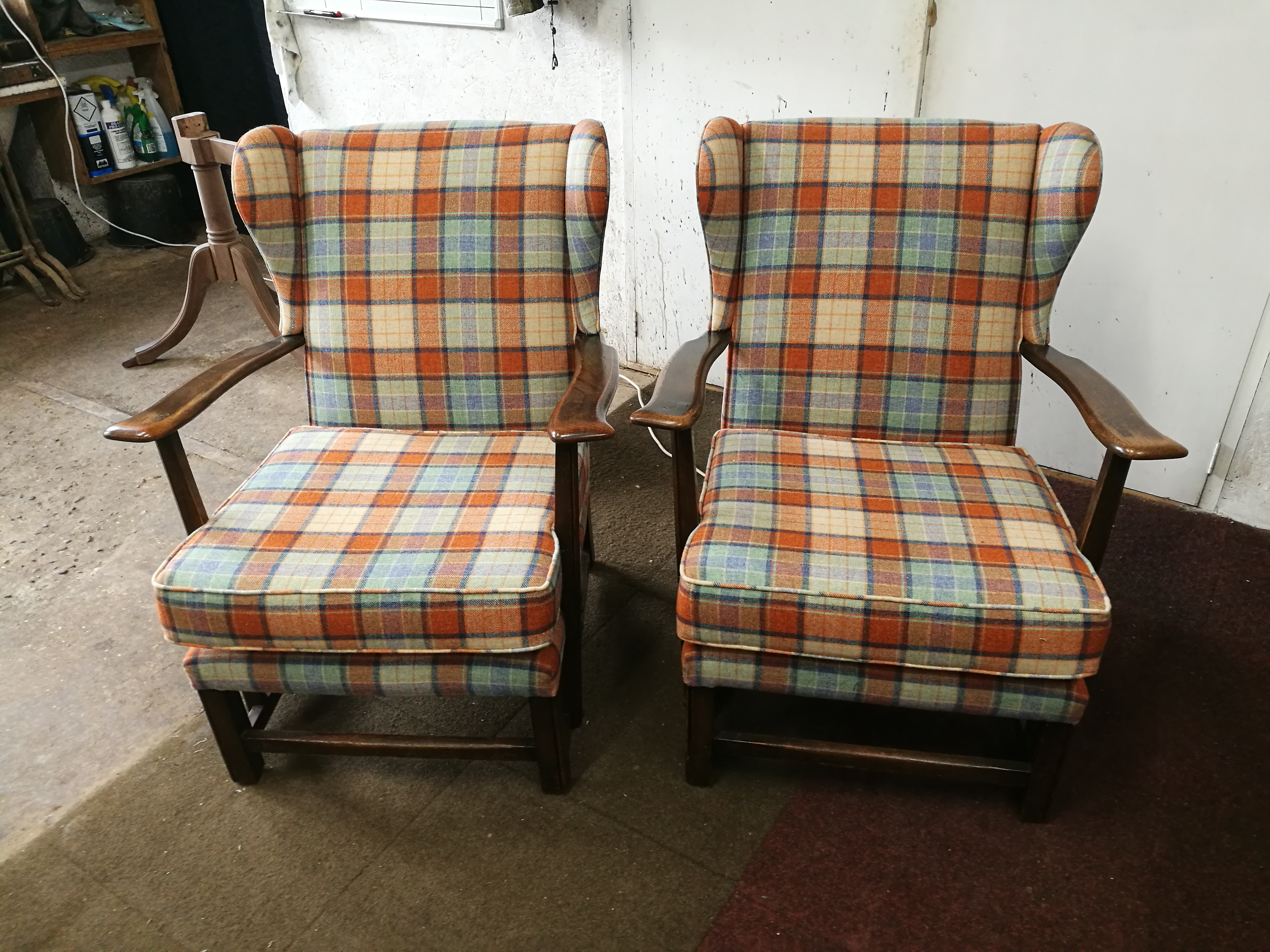 Pair of Utility Chairs Reupholstery