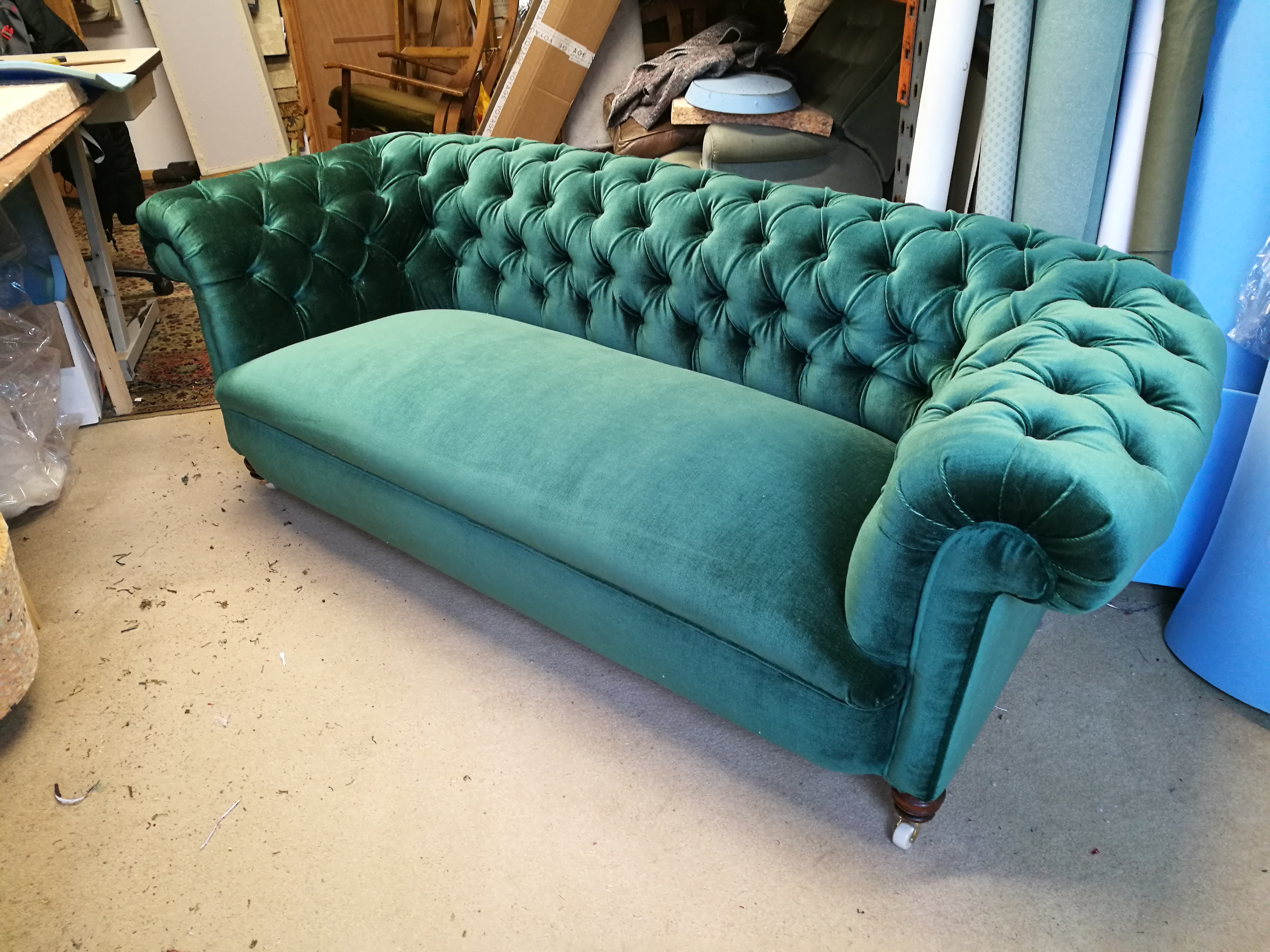 Green Velvet Chesterfield Sofa