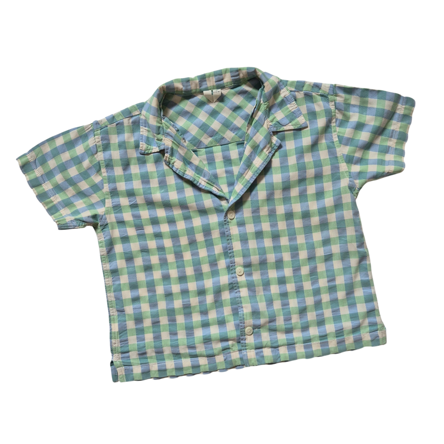 ARKET Hemd Seersucker creme blau grün kariert 110