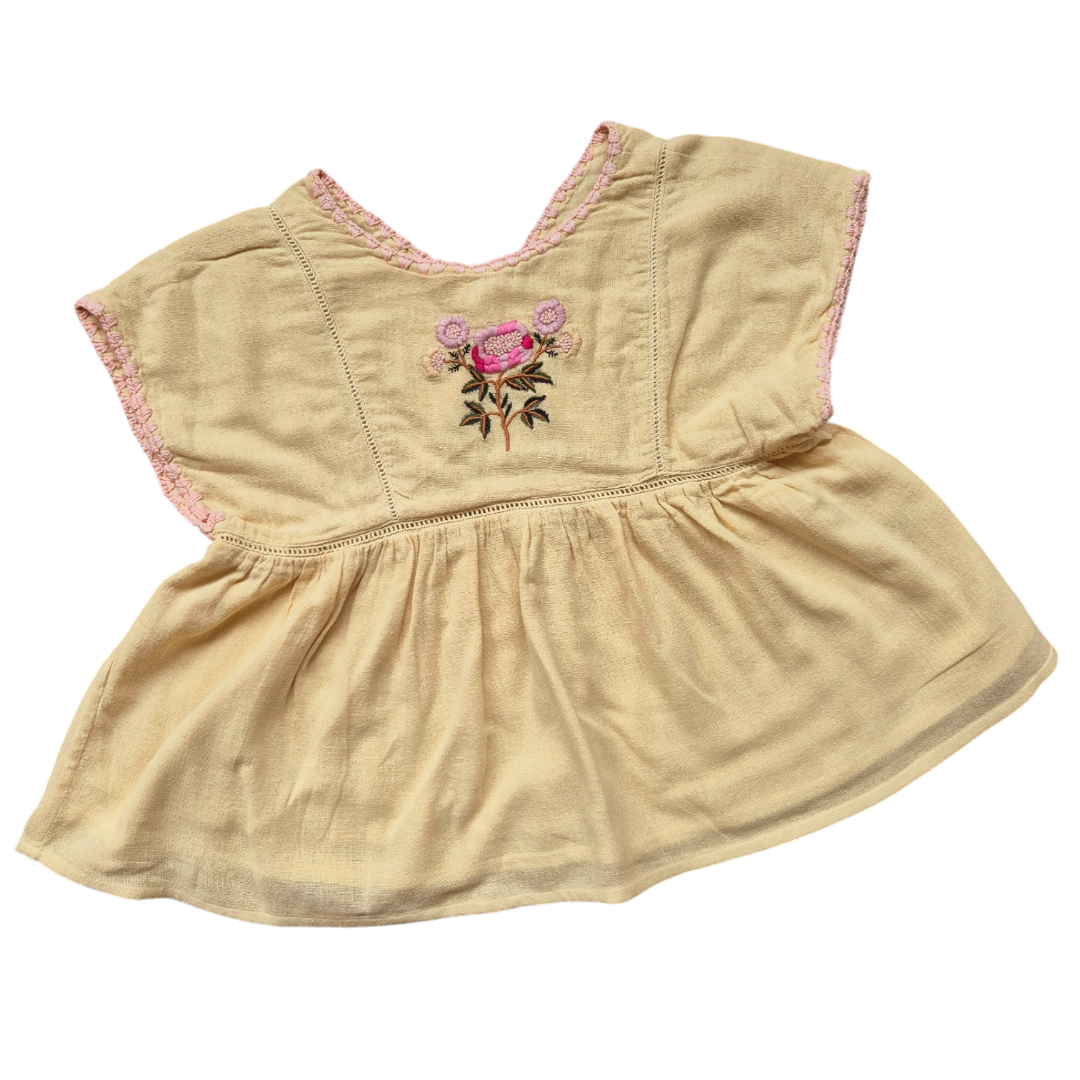 LOUISE MISHA Top Musselin gelb Blumen-Stickerei 116