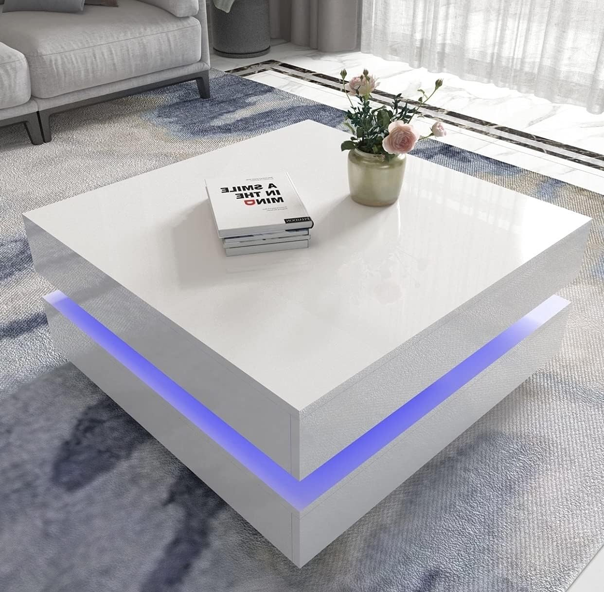 Modern Center Coffee Table with Led Light