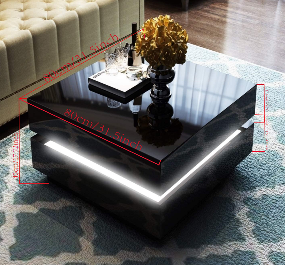 Thumbnail: Black High Gloss Cubic LED Coffee Table