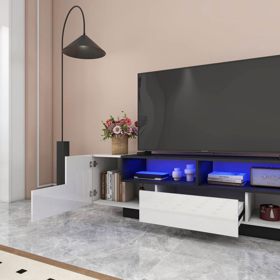 Thumbnail: Evoque Large White & Black Gloss TV Stand - SupportTV's up to 80"