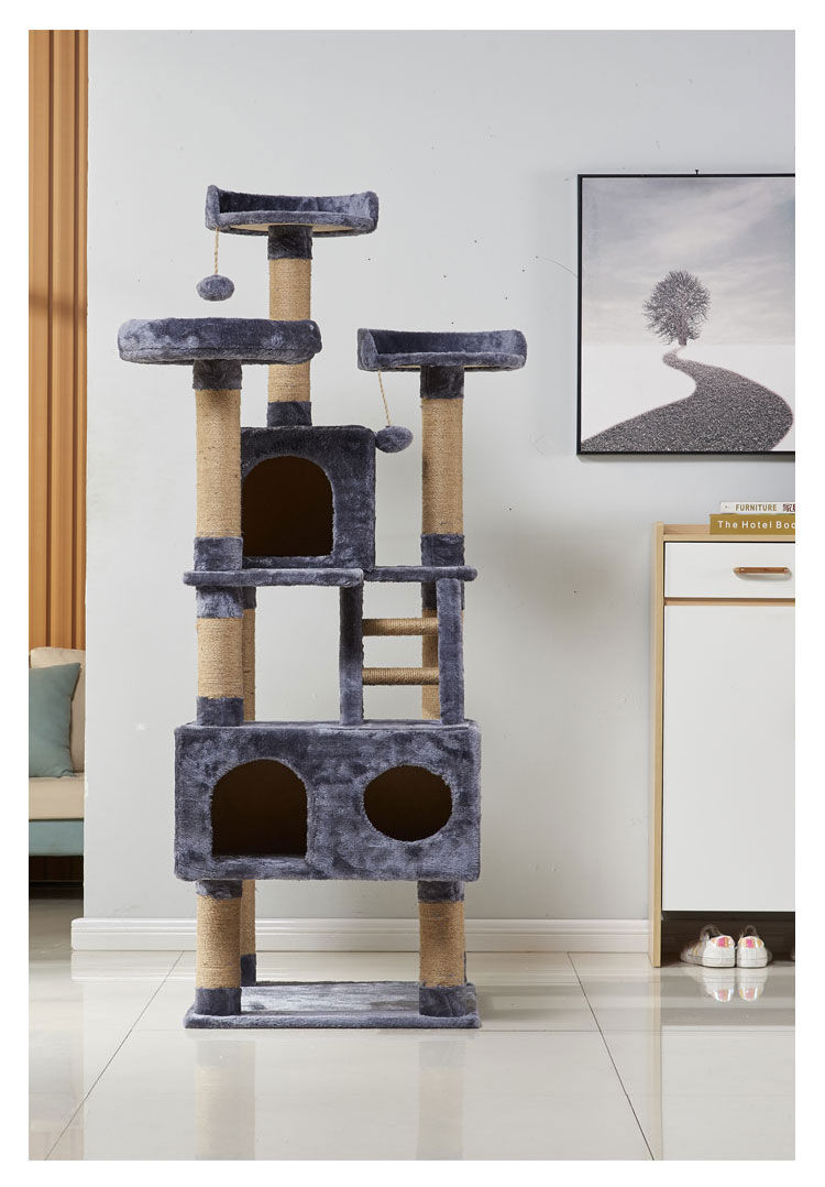 Thumbnail: 73 INCH Cat Tree for Indoor Cats Large Space With Soft Plush Cloth Sisal Scratch
