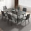 Thumbnail: 63" Luxury Rectangle Sintered Stone Dining Table Set, with 6 Chairs