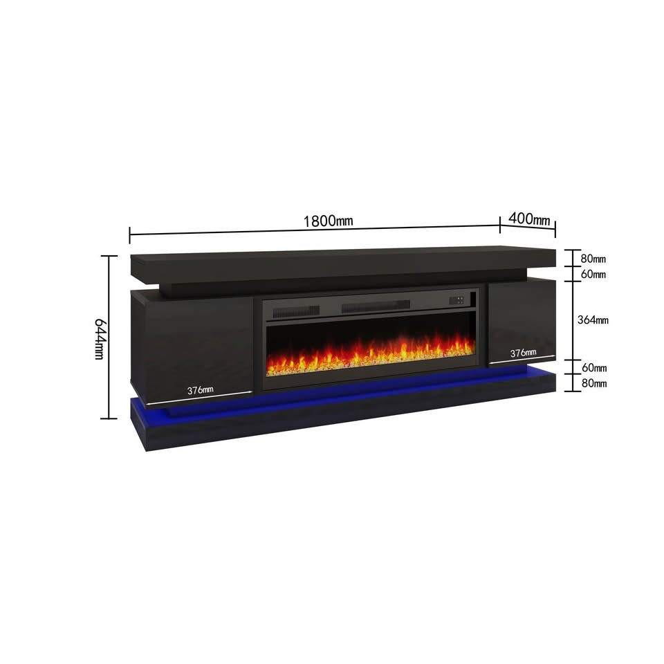 Thumbnail: Black TV Stand with Fireplace